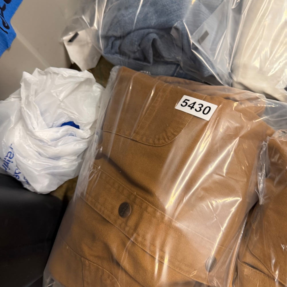 Carhartt Mens Flannel Lined Canvas Shirt Jacket Brown Medium Snap Front Workwear - Picture 4 of 4